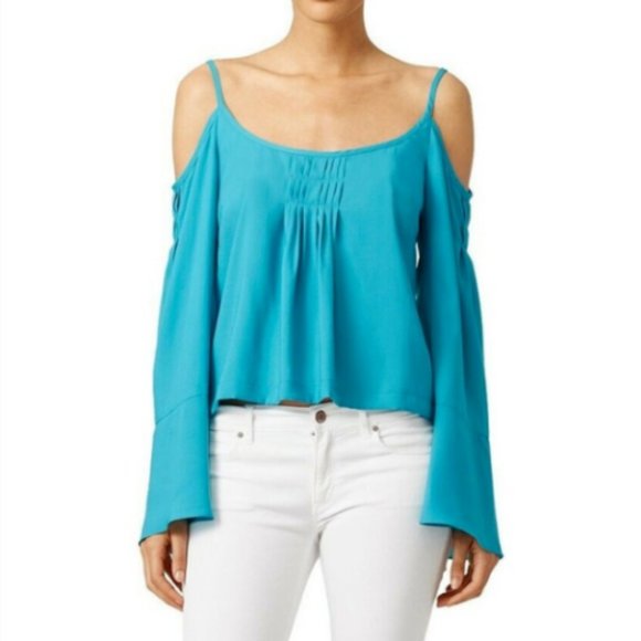 Nanette Lepore Tops - Nanette Lepore Blue Tide Sultry Cold Shoulder Top
